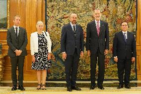 King Felipe Holds A Meeting With Charles Michel - Madrid
