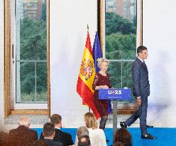 Ursula Von Der Leyen And Pedro Sanchez Press Conference - Madrid