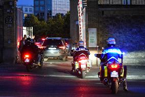 Emmanuel Macron Visits Police Officers By Night - Paris