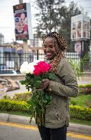 KENYA-NAIROBI-FLOWER VENDOR