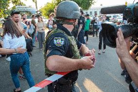 Explosion in court building of Kyiv: police work at scene