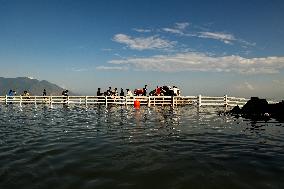 Wular View Point Submerged Due To Increase In Water Level