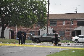 CSI Investigators On Scene Examining Evidence: Mass Shooting In Baltimore