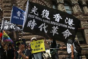 Chinese Canadians Protest For The Freedom Of Hong Kong And Against Chinese Political Interference In Canada