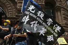 Chinese Canadians Protest For The Freedom Of Hong Kong And Against Chinese Political Interference In Canada
