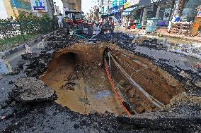 Road Damaged In Jaipur