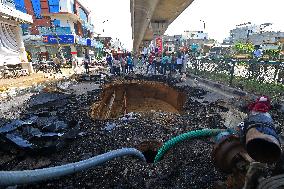 Road Damaged In Jaipur