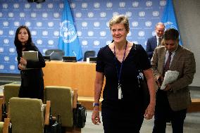 UN Security Council President For The Month Of July Press Conference In New York City