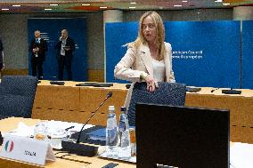 Giorgia Melonia Prime Minister Of Italy At The European Council