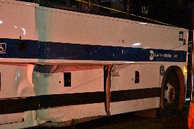 MTA Bus And Tour Bus Accident In Manhattan, New York City