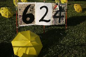 Display Of Yellow Umbrellas Paying Homage To The Hong Kong Umbrella Movement