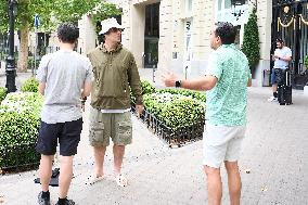 Liam Gallagher is seen leaving the Ritz Hotel