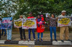 A Protest Was Held Near The Parliament To Mark The One-year Anniversary Of The Ousting Of President Gotabhaya Rajapaksa.