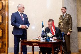 Edgars Rinkevics made his first foreign visit as president of Latvia to Estonia