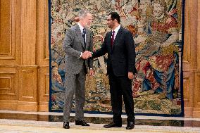 King Felipe VI Receives Sultan Ahmed Al Jaber - Madrid