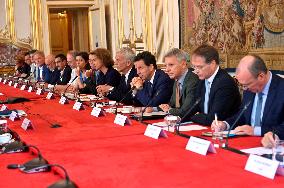 Meeting with French Prime Minister trade unions, employers at Matignon - Paris