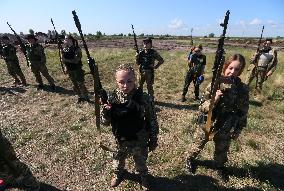 Training Session And Test Of New Military Uniforms Designed For Women Outside Of Kyiv, Amid Russia's Invasion Of Ukraine.