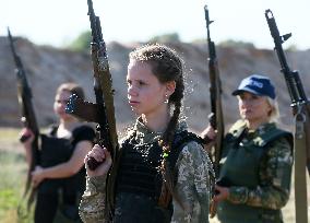 Training Session And Test Of New Military Uniforms Designed For Women Outside Of Kyiv, Amid Russia's Invasion Of Ukraine.