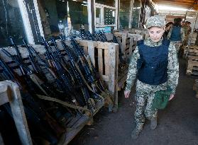 Training Session And Test Of New Military Uniforms Designed For Women Outside Of Kyiv, Amid Russia's Invasion Of Ukraine.