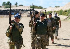 Training Session And Test Of New Military Uniforms Designed For Women Outside Of Kyiv, Amid Russia's Invasion Of Ukraine.