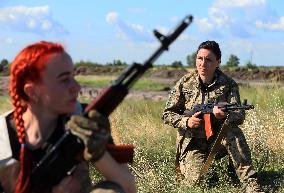 Training Session And Test Of New Military Uniforms Designed For Women Outside Of Kyiv, Amid Russia's Invasion Of Ukraine.