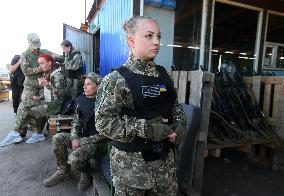 Training Session And Test Of New Military Uniforms Designed For Women Outside Of Kyiv, Amid Russia's Invasion Of Ukraine.