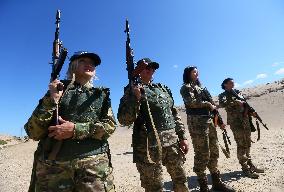 Training Session And Test Of New Military Uniforms Designed For Women Outside Of Kyiv, Amid Russia's Invasion Of Ukraine.