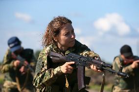 Training Session And Test Of New Military Uniforms Designed For Women Outside Of Kyiv, Amid Russia's Invasion Of Ukraine.