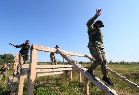 Training Session And Test Of New Military Uniforms Designed For Women Outside Of Kyiv, Amid Russia's Invasion Of Ukraine.