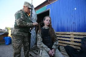 Training Session And Test Of New Military Uniforms Designed For Women Outside Of Kyiv, Amid Russia's Invasion Of Ukraine.