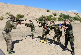 Training Session And Test Of New Military Uniforms Designed For Women Outside Of Kyiv, Amid Russia's Invasion Of Ukraine.