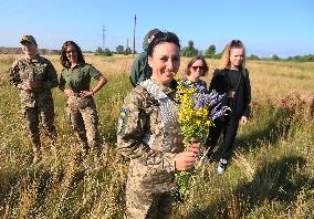 Training Session And Test Of New Military Uniforms Designed For Women Outside Of Kyiv, Amid Russia's Invasion Of Ukraine.