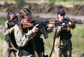 Training Session And Test Of New Military Uniforms Designed For Women Outside Of Kyiv, Amid Russia's Invasion Of Ukraine.