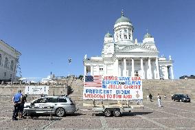 US-Nordic Leaders Summit 2023 Helsinki, Finland - protests