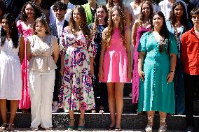 Spainish Royal Family at audience with the Schools of the world united foundation - Madrid