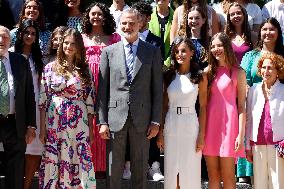 Spainish Royal Family at audience with the Schools of the world united foundation - Madrid