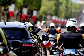 Macron's Walkabout at the End of Bastille Day Parade - Paris