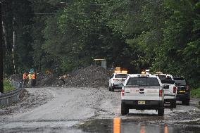 Landslide Caused By Weather Closes Both Directions Of Route 46 In Warren County, New Jersey