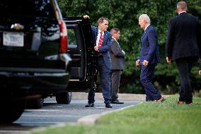 Bidens Arrive In Washington After Camp David Travel
