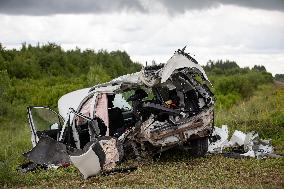 Crash between car and train