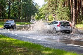 Enormous puddle after heavy rain