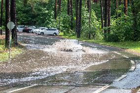 Enormous puddle after heavy rain