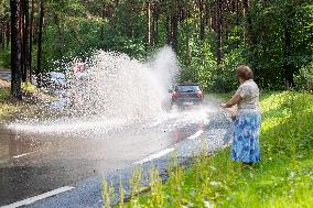 Enormous puddle after heavy rain