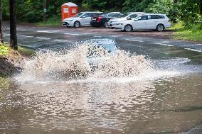 Enormous puddle after heavy rain