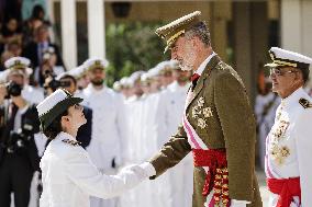 King Felipe Attends Presentation Of The New Officers At The Central Defense Academy