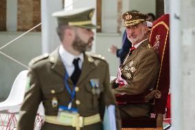 King Felipe Attends Presentation Of The New Officers At The Central Defense Academy