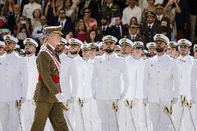 King Felipe Attends Presentation Of The New Officers At The Central Defense Academy