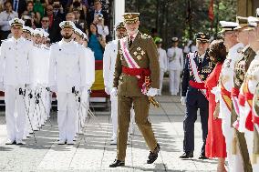 King Felipe Attends Presentation Of The New Officers At The Central Defense Academy