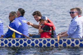 Justin Trudeau with his son at Canoe-Kayak Competition - Halifax