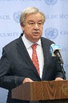 U.N. chief Guterres meets press over Ukrainian grain